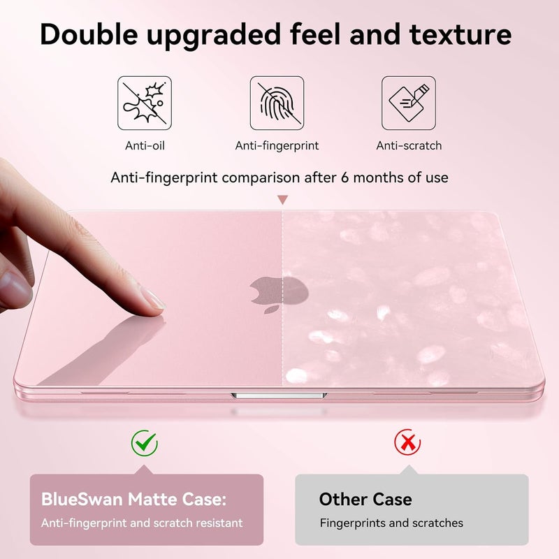 BlueSwan for MacBook Air 13 inch Case, M4 M3 M2 2026-2022 A3240 A3113 A2681, Stylish Cute and Clean Looking, Scratch Resistant, Easy to Snap on, Air 13.6 Hard Shell Protective Laptop Cover, Matte Pink - Image 3